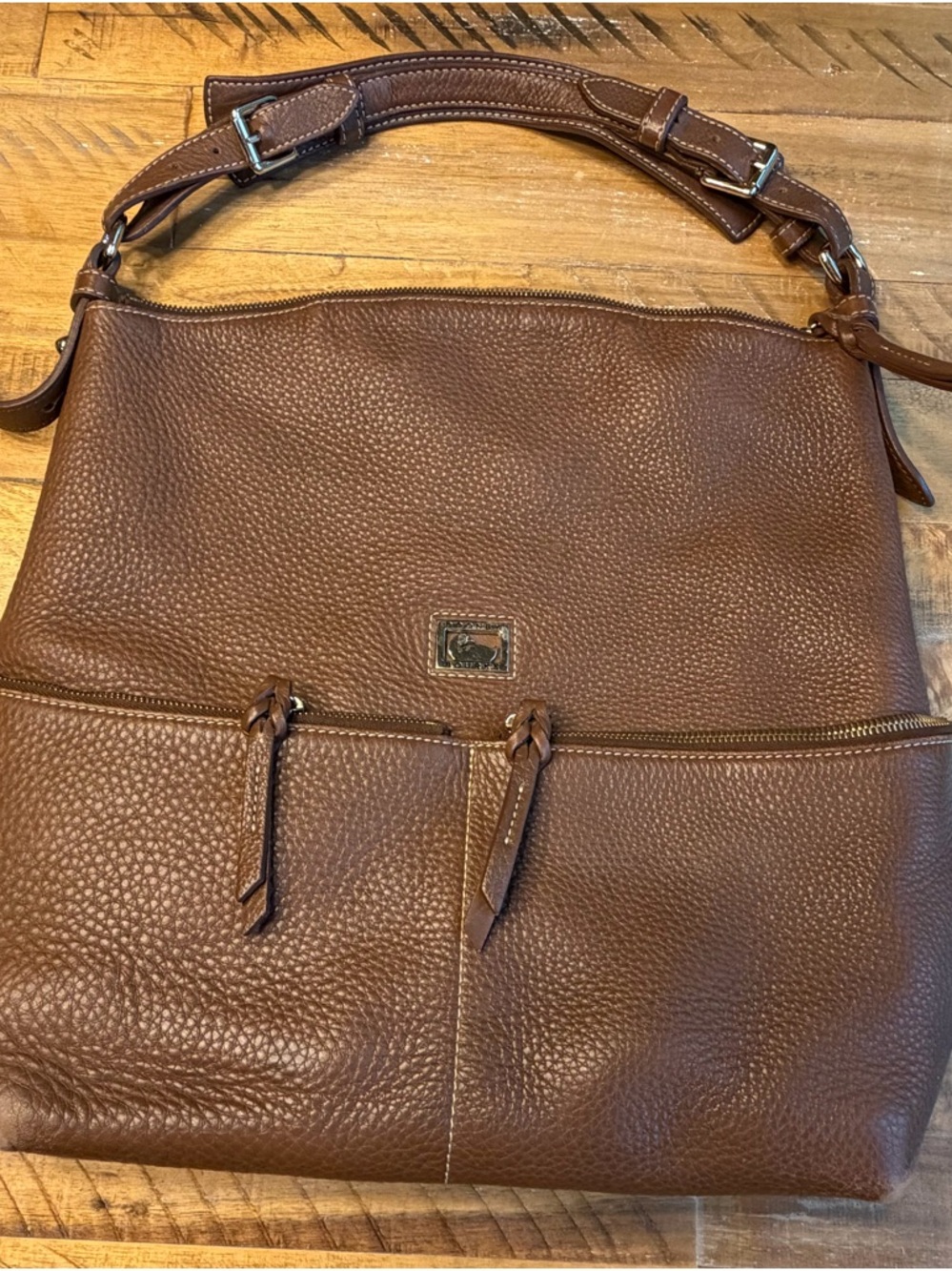 Dooney & Bourke Brown Pebbled Leather Shoulder Bag